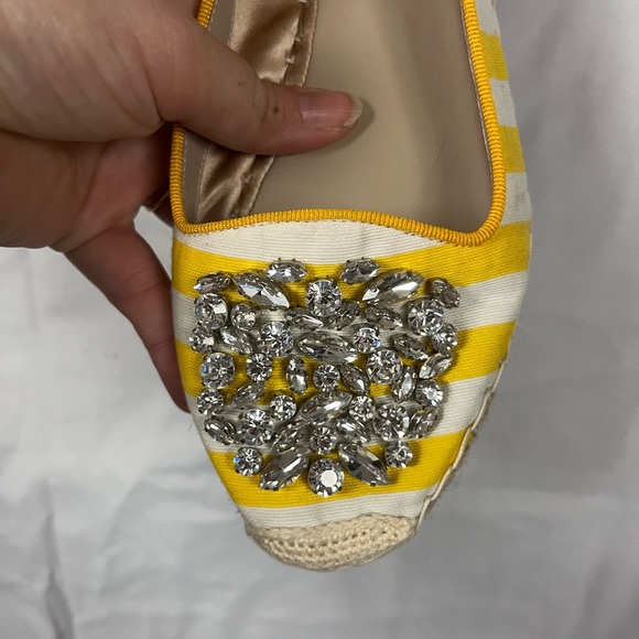 Le Silla Women's Canvas Bejeweled Yellow Striped Espadrille‎ Flats- Size 6.5 - Picture 6 of 9